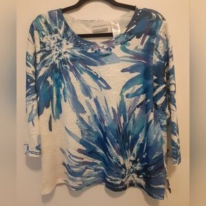 Alfred Dunner Blue Floral Women's Top